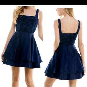 Elegant Navy Blue Lace Dress